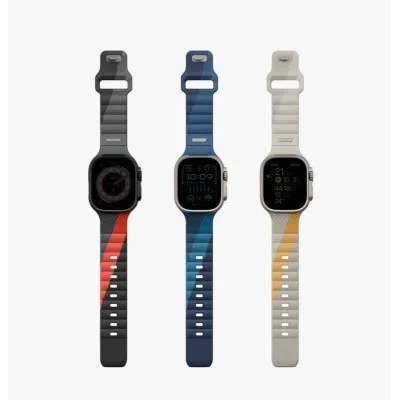 Uniq Stride De Fkm Rubber Apple Watch Strap 49/46/45/44Mm - Charcoal (Charcoal/Rosso Red)
